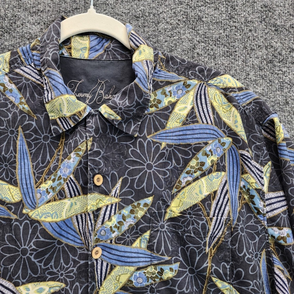 Tommy Bahama Mens Silk Floral Tropical Hawaiian Camp Button Up Shirt Large